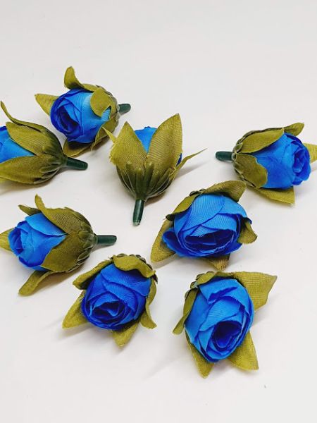 Бутон троянди з тканини 2,0 см, колір-синій, шт. 013696 фото