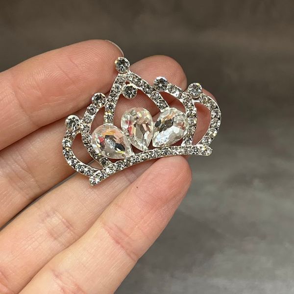Корона с камнями (металлическая основа для диадемы), 3,7 см*2,8 см, цвет серебро, арт 017016, 1 шт 017016 фото