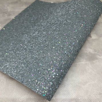 Екошкіра (кожзам) Глітерна крихта, 20*30 см, колір-сірий (переливається) 08855 фото