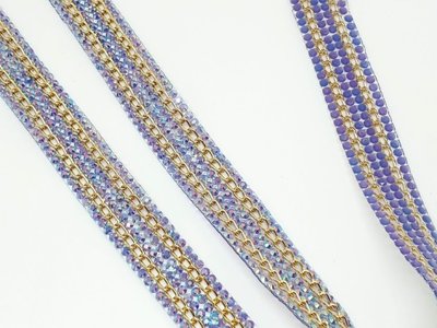 Стразовая тесьма с цепочкой (клеевая), ширина 2 см, длина 40 см цвет фиолетовый, шт 08754 фото
