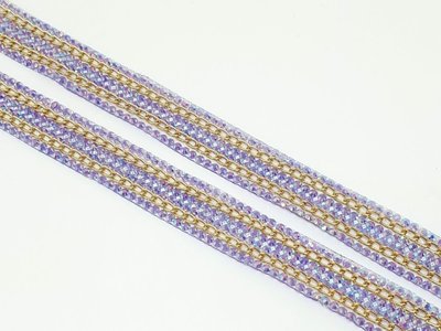 Стразова тасьма з ланцюжком (клейова), ширина 2 см, довжина 40 см колір-бузковий, шт 08732 фото