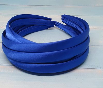 Обруч-пластик (тканина-атлас) 1,5 см, колір-синій, шт 012884 фото