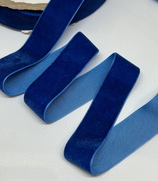 Велюровая (бархатная) лента 2,5 см, цвет-синий (2), метр 014672 фото