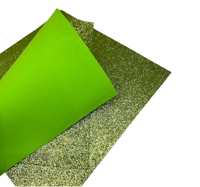 Фоаміран з глітером 2 мм, розмір 20*24 см, колір -салатовий, 1 шт  016182 фото