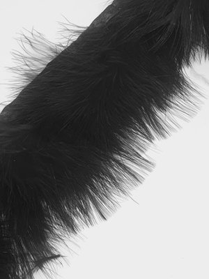 Перо на ленте 6-8 см (индейка), цвет-черный, отрезок 20 см 010188 фото