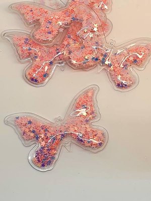 Силіконова аплікація з паєтками (рожева зірочка) - Метелик, 7*4,5 см, шт 014312 фото