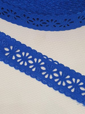 Репсовая лента 22 мм-Ажур, цвет -синий, метр 012216 фото