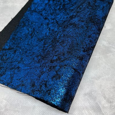 Ткань (плотная, металлическая, сверху напыление), размер 20*30 см, цвет синий 016419 фото