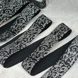 Стрейч-бейка (резинка)- Візерунок, ширина 1,5 см, колір чорний, арт 017821, відрізок 1 метр 017821 фото