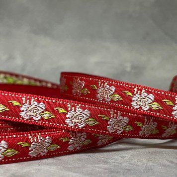 Лента жаккардовая с вышивкой, односторонняя, текстильная 1 см, арт 020674, отрезок 1 ярд (91 см) 020674 фото