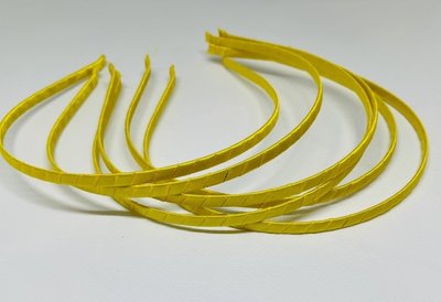 Обруч для волосся обмотаний атласною стрічкою, ширина 5 мм, колір-жовтий, шт. 014676 фото