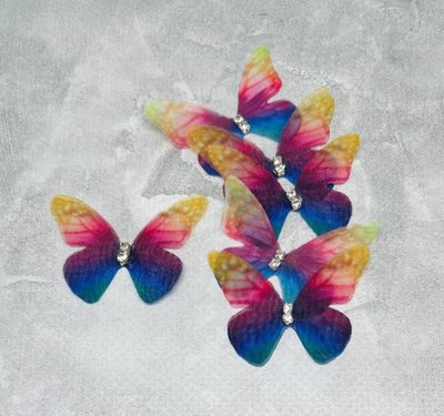 Бабочка (шифон, двухслойная), размер ≈45 мм, цвет-микс, шт 014849 фото