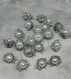 Пластиковый декор 15 мм - Корона (Жемчужинка), серебро, шт 014996 фото