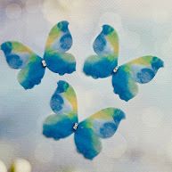 Метелик (шифон, двошарові), блакитний+зелений, 60*45 мм, шт 013338 фото