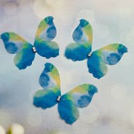 Метелик (шифон, двошарові), блакитний+зелений, 60*45 мм, шт 013338 фото
