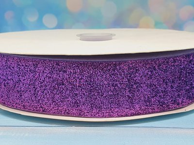 Бархатная лента с люрексом 4 см, цвет фиолетовый, метр 012825 фото