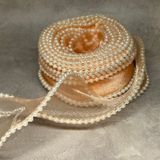 Лента Органза с бусинами, ширина &asymp;4 см, персиковый, арт 020111, упаковка &asymp;4 метров 020111 фото