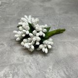 Тичинка для рукоділля (добавка для квітів), колір-білий, букет (12 гілочок) 014987 фото