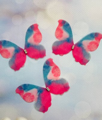 Метелик (шифон, двошарові), малиновий+блакитний,розмір 60*45 мм, шт 013335 фото