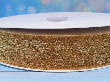 Оксамитова стрічка з люрексом 4 см, колір-золото, метр 012826 фото
