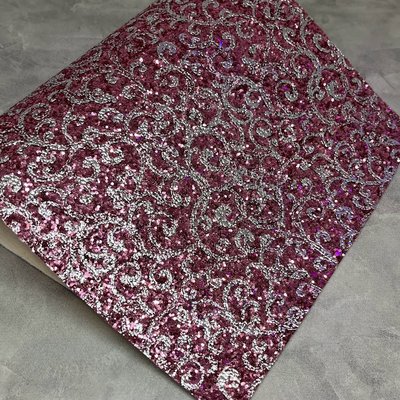 Экокожа Глиттер (кожзам), размер 19,5*30 см, цвет-розовый+вензель серебро 07687 фото