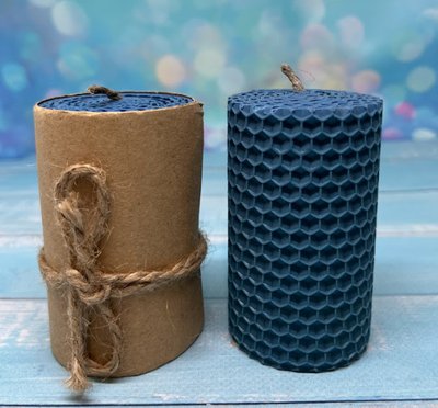Свічка декоративна (соти-воск), розмір 5*8 см, колір - синій, шт 014346 фото