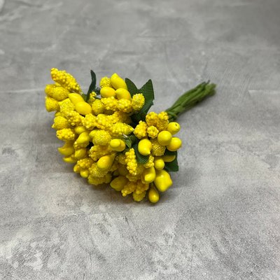 Тичинка для рукоділля (добавка для квітів), колір-жовтий, букет (12 гілочок) 014984 фото