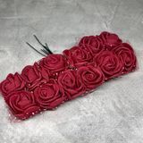 Букет роз из фоамирана с фатином, D цветка ~2,5 см, длина ~6,5 см, бордовый, 1 букет (12 цветов) 018058 фото