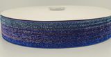 Бархатная лента с люрексом 4 см, цвет-ярко-синий омбре, метр 010158 фото