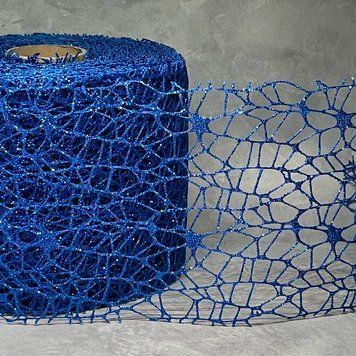 Декоративная сетка с блестками (новогодняя) 12 см, синяя, арт 09808, отрезок 1 метр 09808 фото