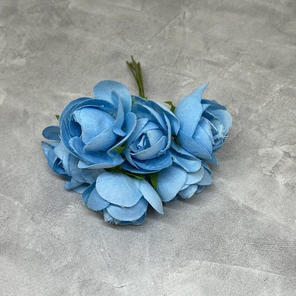 Букет Камелія, розмір 5 см, колір блакитний, 6 шт  016275 фото