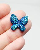 Пластиковий декор Метелик -16*15 мм, колір -синьо-зелений, шт 010687 фото