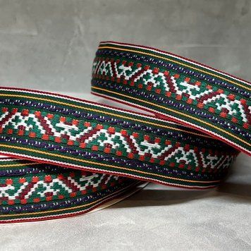 Лента жаккардовая с вышивкой, односторонняя, текстильная 2,7 см, арт 020115, отрезок 1 ярд (91 см) 020115 фото