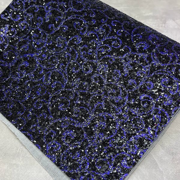 Екошкіра Гліттер (кожзам), розмір 19,5*30 смсм, колір-чорний+вензель фіолетовий 07685 фото