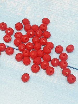 Ожерелье-хрустальная Рондель, 6*4 мм, цвет-красный\непрозрачный глянец, 50 шт. 011993 фото