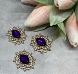 Стразовый декор, 25*30 мм, цвет камня-фиолетовый, основа золото, шт. 014963 фото