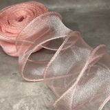 Стрічка Органза з прошитим кантом, ширина &asymp;4 см, персиковий, арт 018915, упаковка &asymp;7,5 метрів 018915 фото