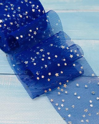 Фатин "Звездочка-серебро", 6 см, цвет-синий, метр 010181 фото