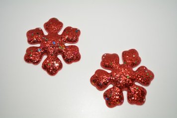 Аплікація Сніжинка, екошкіра, 7,8 см, колір-червоний, шт 05634 фото