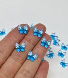 Пластиковий декор -Метелик, розмір 9*10 мм (голубий-білий), шт 014764 фото