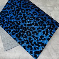 Экокожа глитер с добавлением бархата, размер 19*30 см, цвет -синий+черный. 07689 фото