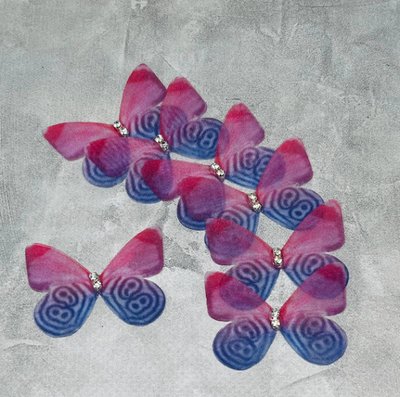 Метелик (шифон, двошарові), розмір ≈45 мм, колір-мікс, шт 014844 фото