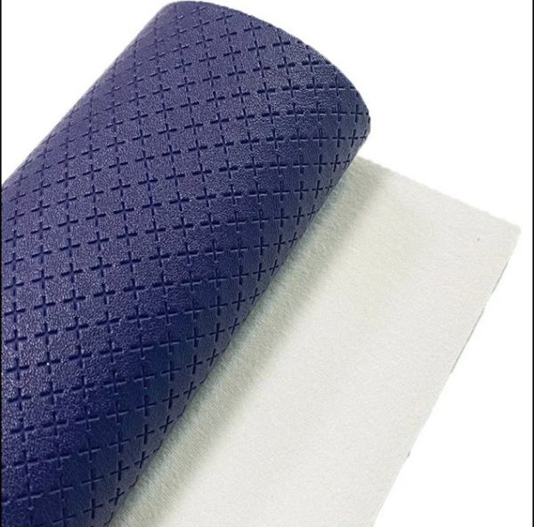 Экокожа (кожзам) для рукоделия - Плюсики, размер 19.5*30 см, цвет темно-синий 07912 фото