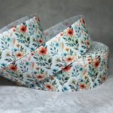 Репсова стрічка 2,5 см- Квіти- червоний маки, арт 017923, 1 метр 017923 фото