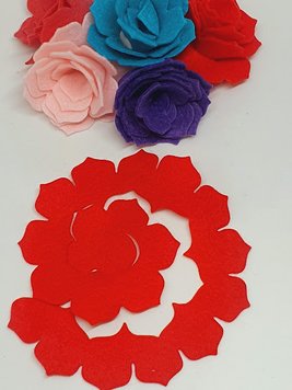 Заготовка з фетру (вирубка) "Квітка", в розібраному вигляді ширина 8 см, колір- червоний, поштучно 013657 фото