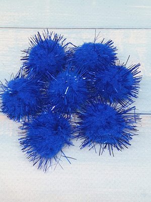 Помпоны (люрекс), 2.5 см, цвет-синий, 20 шт. 012523 фото