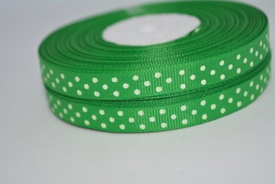 Репсовая лента в горох 1 см, цвет-зеленый, метр 02494 фото