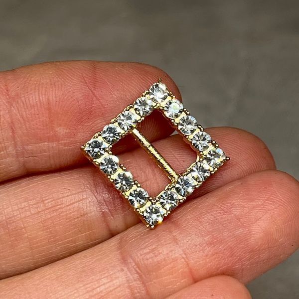 Металлическая пряжка для ленты со стразами, 15&times;15 мм, золото, арт 018663, 1 шт 018663 фото