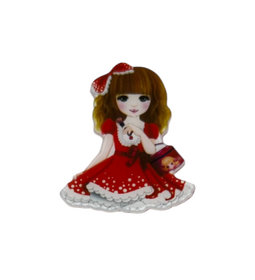 Серединка для бантиків "Куколка", червона сукня, 4 см, шт 09048 фото