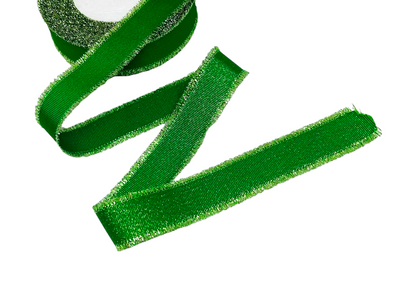 Репсова стрічка 2,5 см з бахромою, колір-зелений, метр 016003 фото